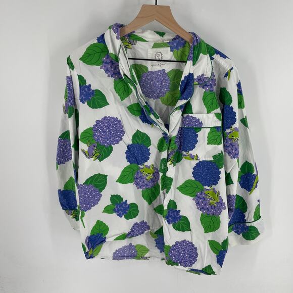 Anthropologie Printfresh Hydrangea Hideaway Pajama Set Cotton Sleepwear Size 1X - Picture 3 of 12